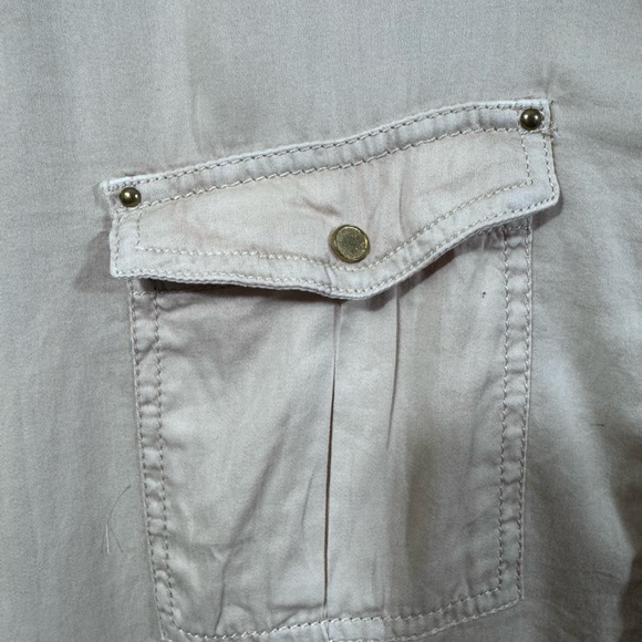 Anthropologie Maeve Beige Button Front Long Sleeve Blouse - Picture 3 of 6